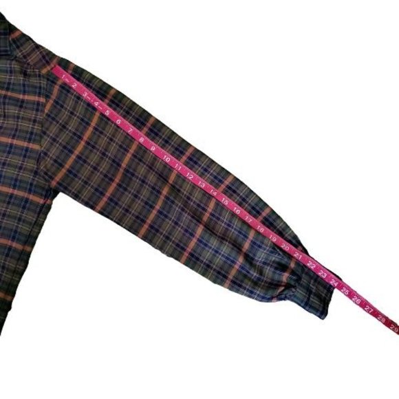 Albert Lewis For Tudor Square Vintage-Retro Green Plaid Long Sleeve Shirt Size 8 - Picture 10 of 11
